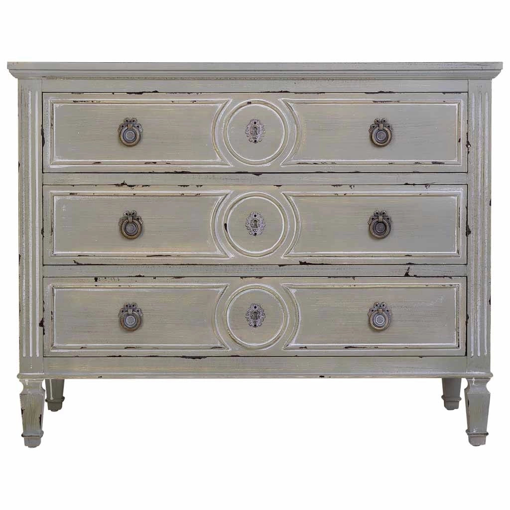 Cassettiera in legno con 3 cassetti grigio 102x46x80h cm
