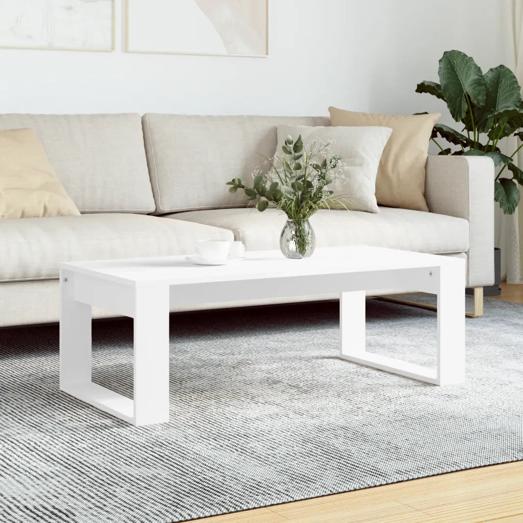 Tavolino da Salotto-Tavolino da soggiorno-Tavolo Bianco 102x50x35 cm in Legno Multistrato