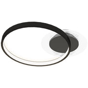 Plafoniera LED Moderna a 2 Anelli 50x40x 7,4 cm Potenza 30W in Alluminio e Acrilico Nero