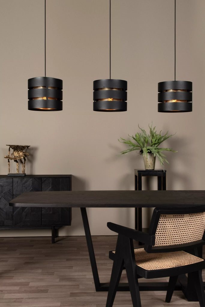 Lampada sospesa tripla moderna nero/oro Lucide Rosas 3xE27
