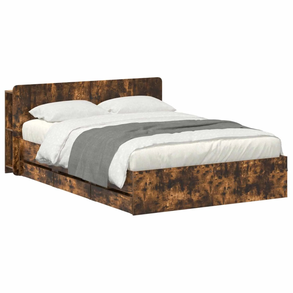 Telaio del letto con storage Rovere Fumo 135 x 190 cm 3433952