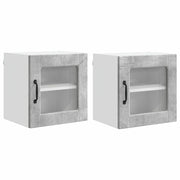 Pensile da cucina | Mobile in vetro da parete PORTO 2 pz Grigio cemento