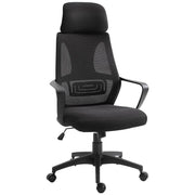 SEDIA DA UFFICIO RECLINABILE CON POGGIATESTA E SUPPORTO LOMBARE IN POLIESTERE 64X55X116-126 CM NERO