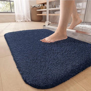 Tappeto bagno, 50 x 80 cm, antiscivolo, lavabile, assorbente, lanoso, mattonelle per bagno e vasca da bagno (blu)
