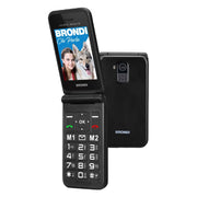 BRONDI AMICO SPECIALE 4G (NERO) - TELEFONO CELLULARE PER ANZIANI - TASTO SOS - TORCIA - CONTROLLO REMOTO - FOTOCAMERA - CONNETTIVITA 4G - DOPPIO DISPLAY