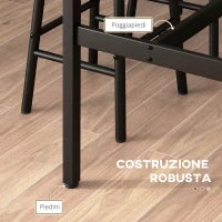 Set Tavolo e Sedie 5 Pezzi con 4 Sgabelli con Poggiapiedi e Tavolo Rettangolare, Nero e Marrone