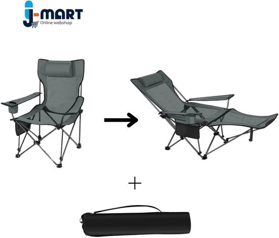 Campingstool - Sedia da Campeggio - Sedia da Campeggio Pieghevole - 3 Posizioni - Supporto da Sedia Removibile - Compresa Orecchiatura e Portabicchieri da Lato