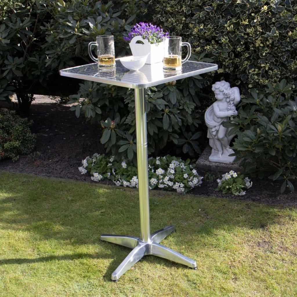 Tavolino Bar Bistrot Alto Pieghevole Alluminio Quadrato 60x60x110cm Tavolo Pub