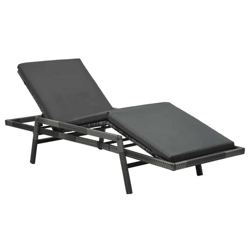 Lettino Prendisole con Cuscino in Polyrattan Grigio cod mxl 26376