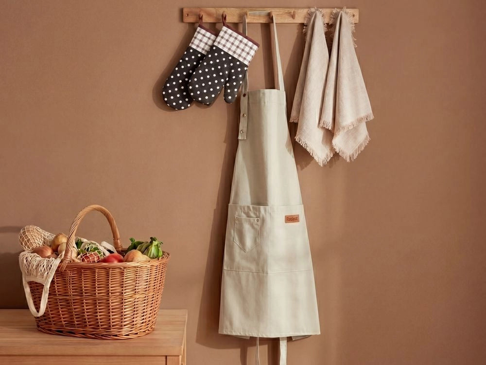 Set da cucina Grembiule Guanti da forno Panni da cucina beige tessili da cucina