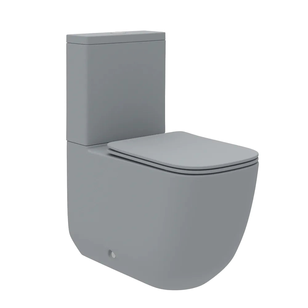 Vaso filomuro monoblocco tornado con cassetta e sedile copri-wc grigio opaco | Riga