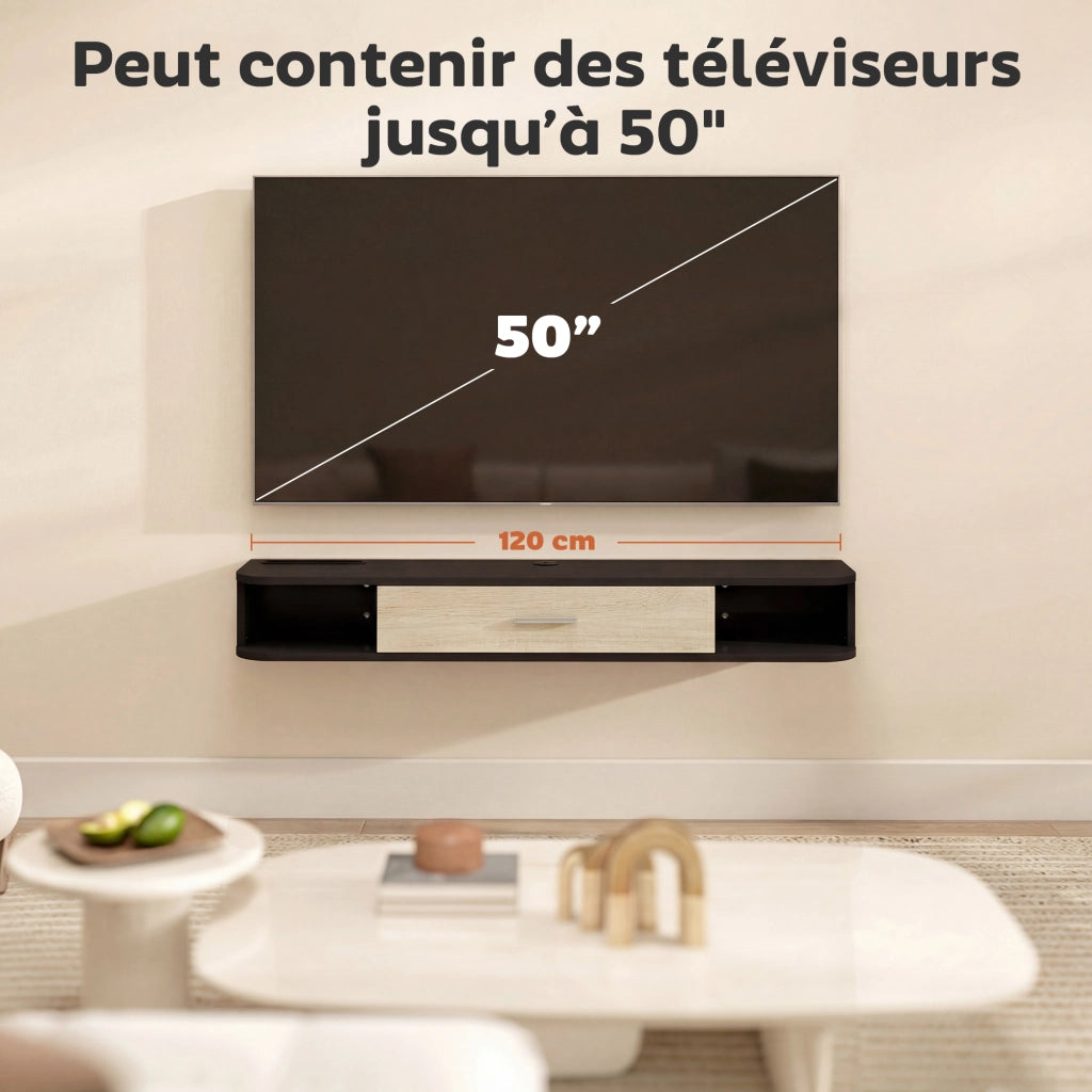 Mobile TV Parete 120 cm ¨C zephmum ¨C Nero, Legno, 120x30x?