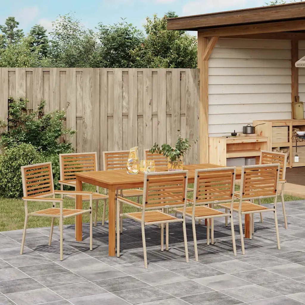 Set da Pranzo per Giardino 9 pcs Beige Legno di Acacia Massello 3365546