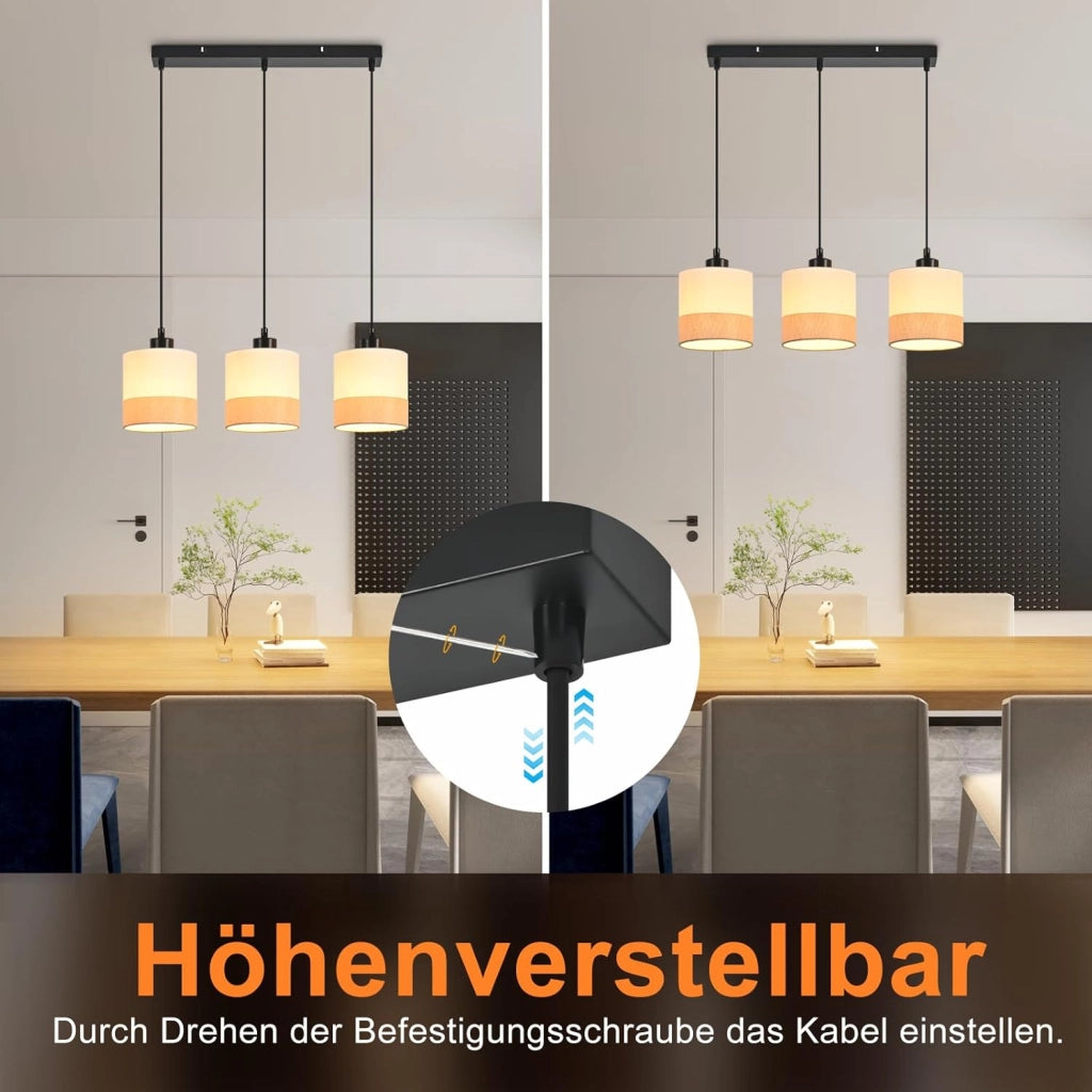 Lampada a sospensione ZMH E27 moderna bianca a 3 luci per soggiorno senza lampadina
