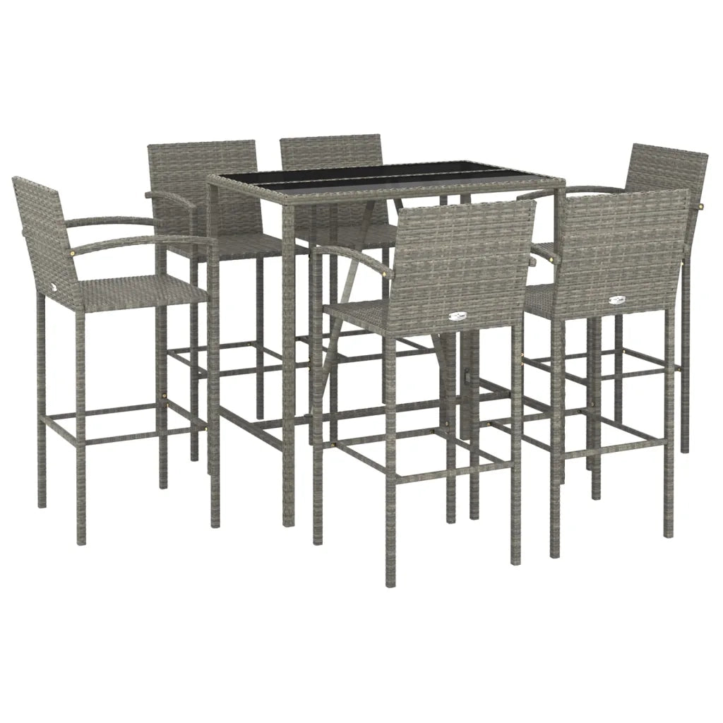 Set da Bar da Giardino 7 pz Grigio in Polyrattan 3187658