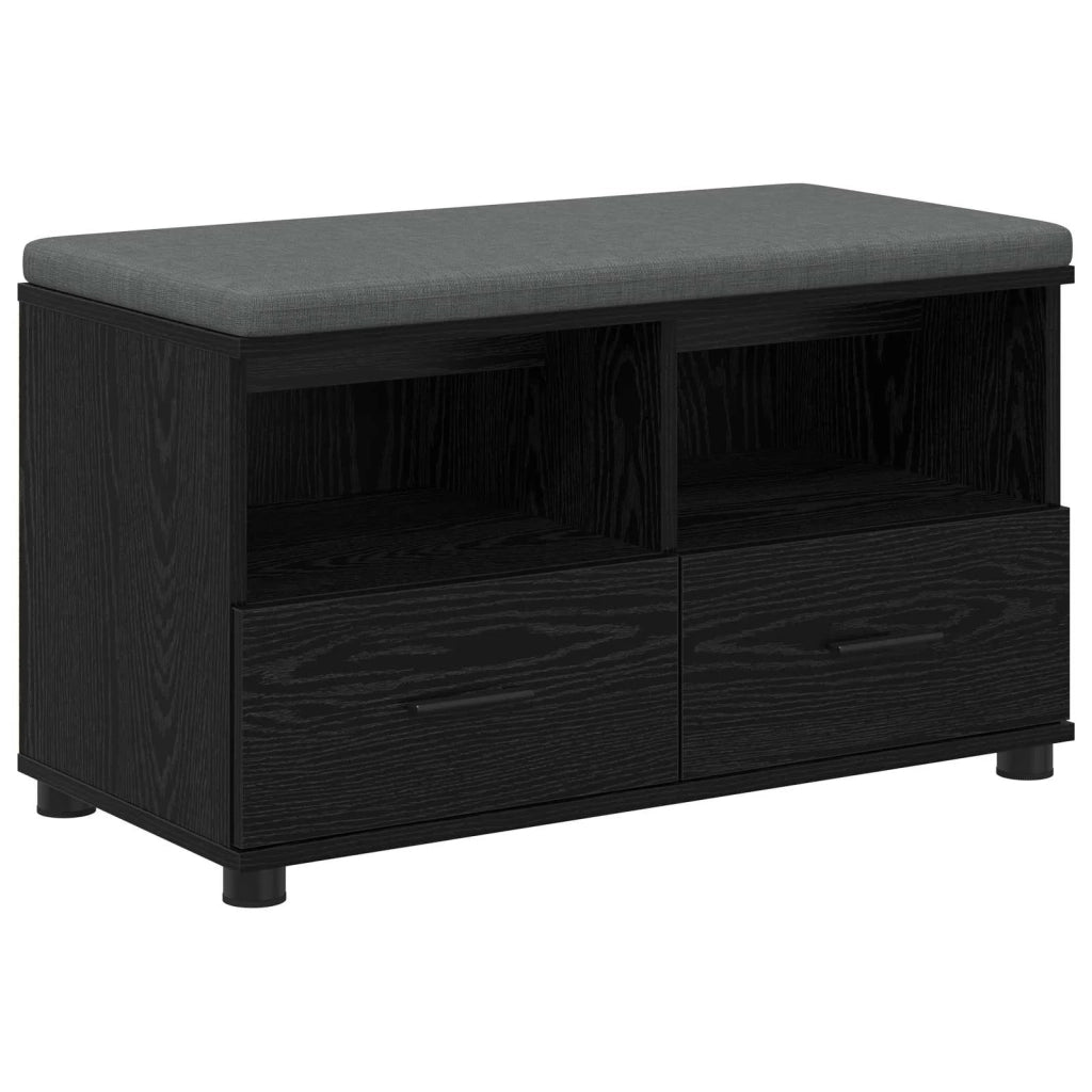 Panca per ingresso con cuscino Rovere Nero 80 x 38 x 46 cm 891457