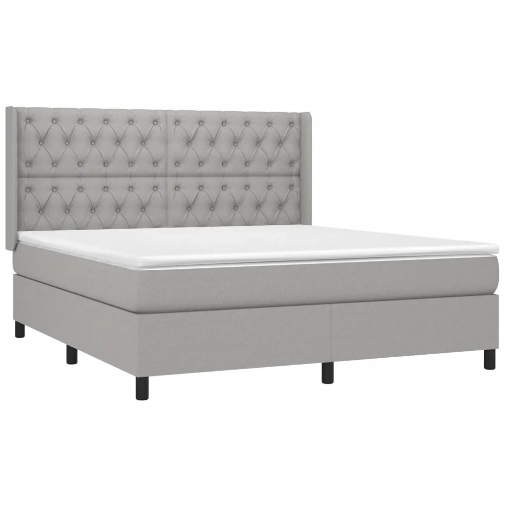 Letto a Molle Materasso e LED Grigio Chiaro 160x200 cm Tessuto 3138565