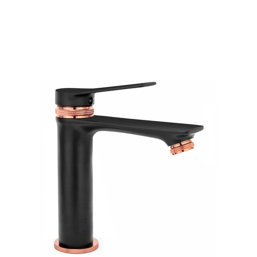 Rubinetto Da Lavabo Rea Viral Black Rose Gold Low