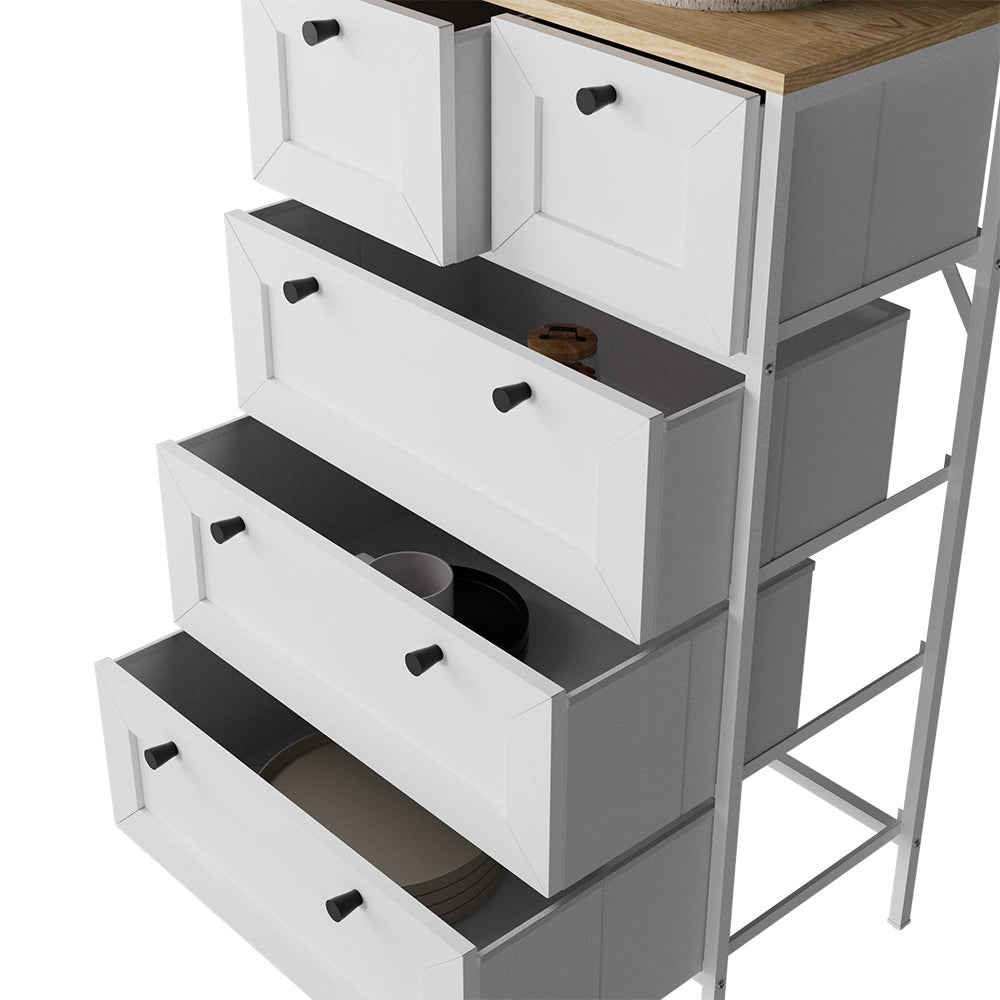 Vicco Tavolino Bianco 56 x 95 cm con 5 cassetti