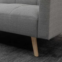 Divano Letto Matrimoniale con Tessuto Traspirante Effetto Lino e Schienale Regolabile, 205x88x80 cm, Grigio