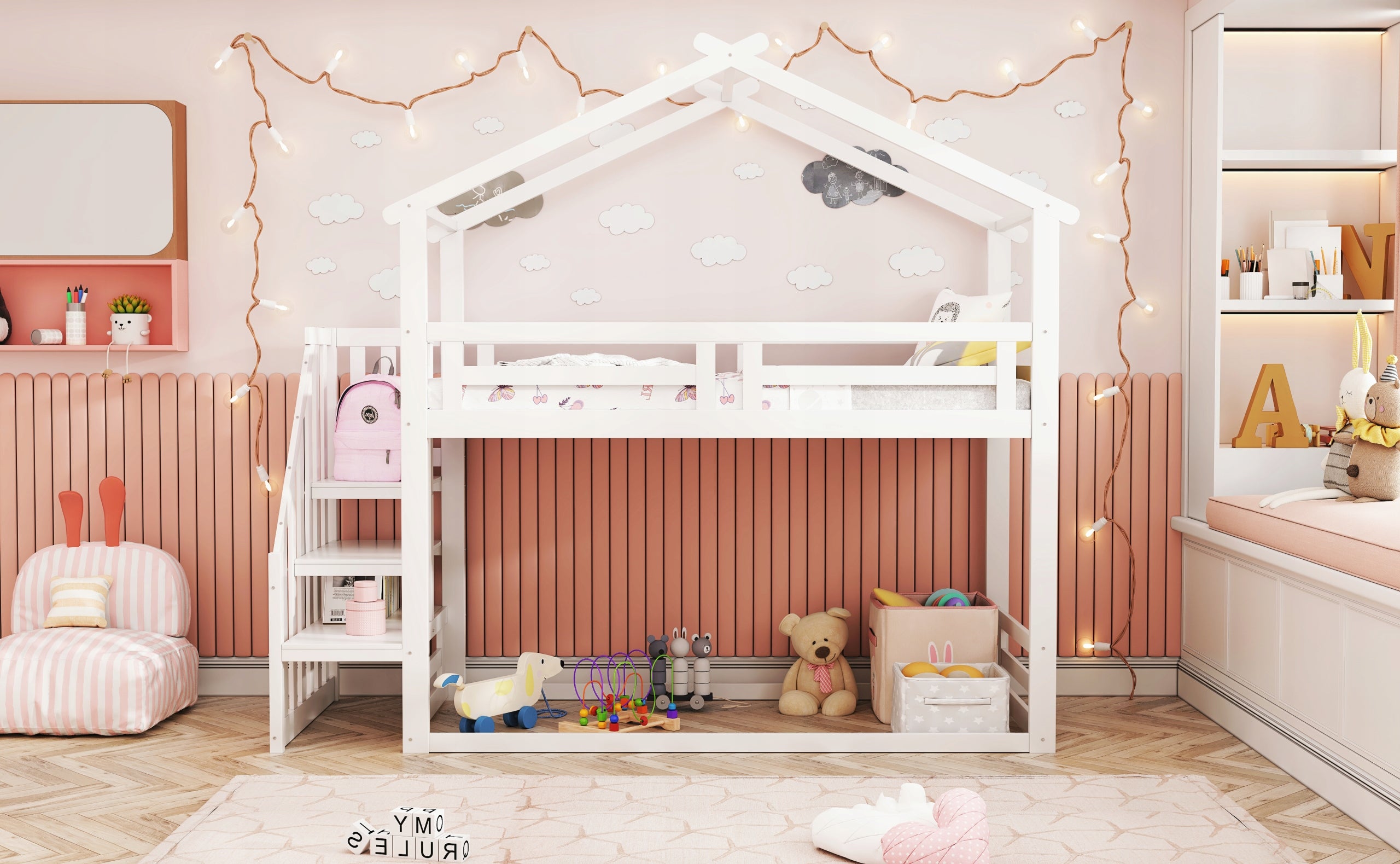 Letto a castello 90x200 basso bianco - Xylo