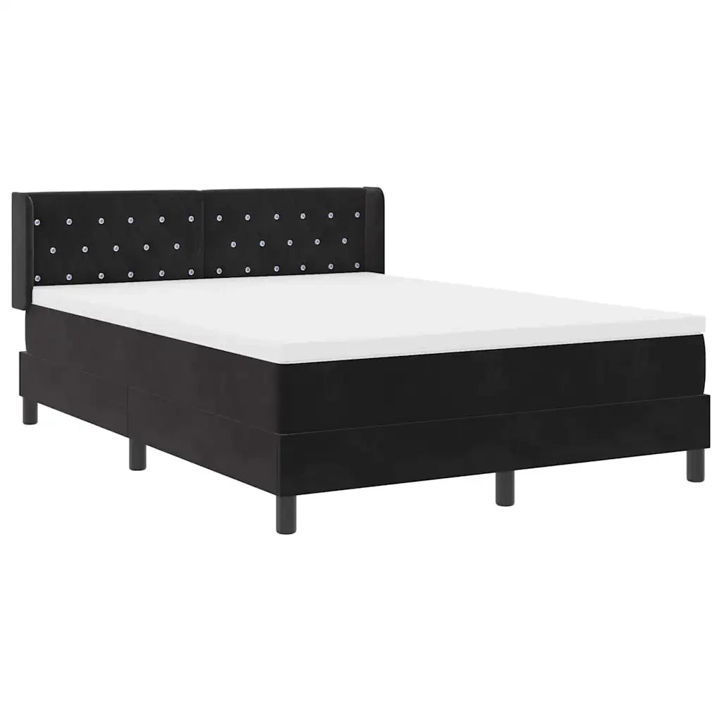 Letto a molle con materasso Nero 190 x 140 cm Poliestere 3341410