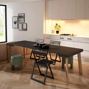 Consolle allungabile, 262x90x73cm, Per 12 persone, Gambe in legno, Nero RF3091