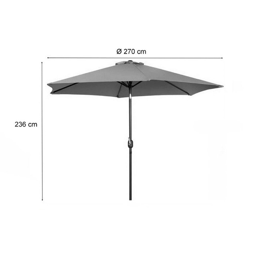 Trade Shop - Ombrellone Da Giardino Gazebo Ombrello Parasole 236xø270cm Grigio Con Manovella 206425 -