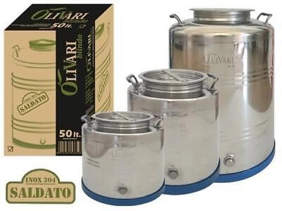 BIDONI CONTENITORI FUSTI INOX 304 PER OLIO OLIVARI BLINDO DA 15/30/50 LT