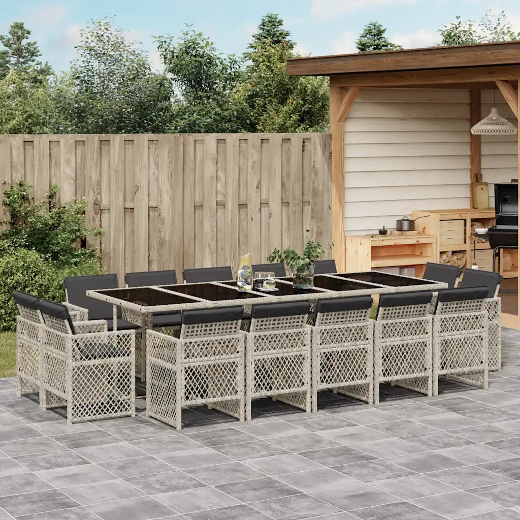 vidaXL Set da Pranzo da Giardino 15 pz con Cuscini Grigio Polyrattan