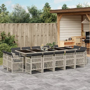 vidaXL Set da Pranzo da Giardino 15 pz con Cuscini Grigio Polyrattan