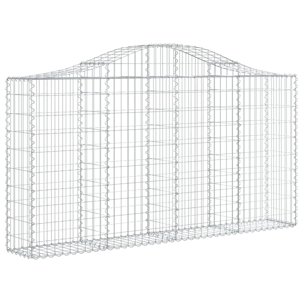 Cestini gabbioni recinzione a gabbia muro di contenimento ad arco 10 pezzi 200 x 30 x 100/120 cm ferro zincato argento 02_0040220