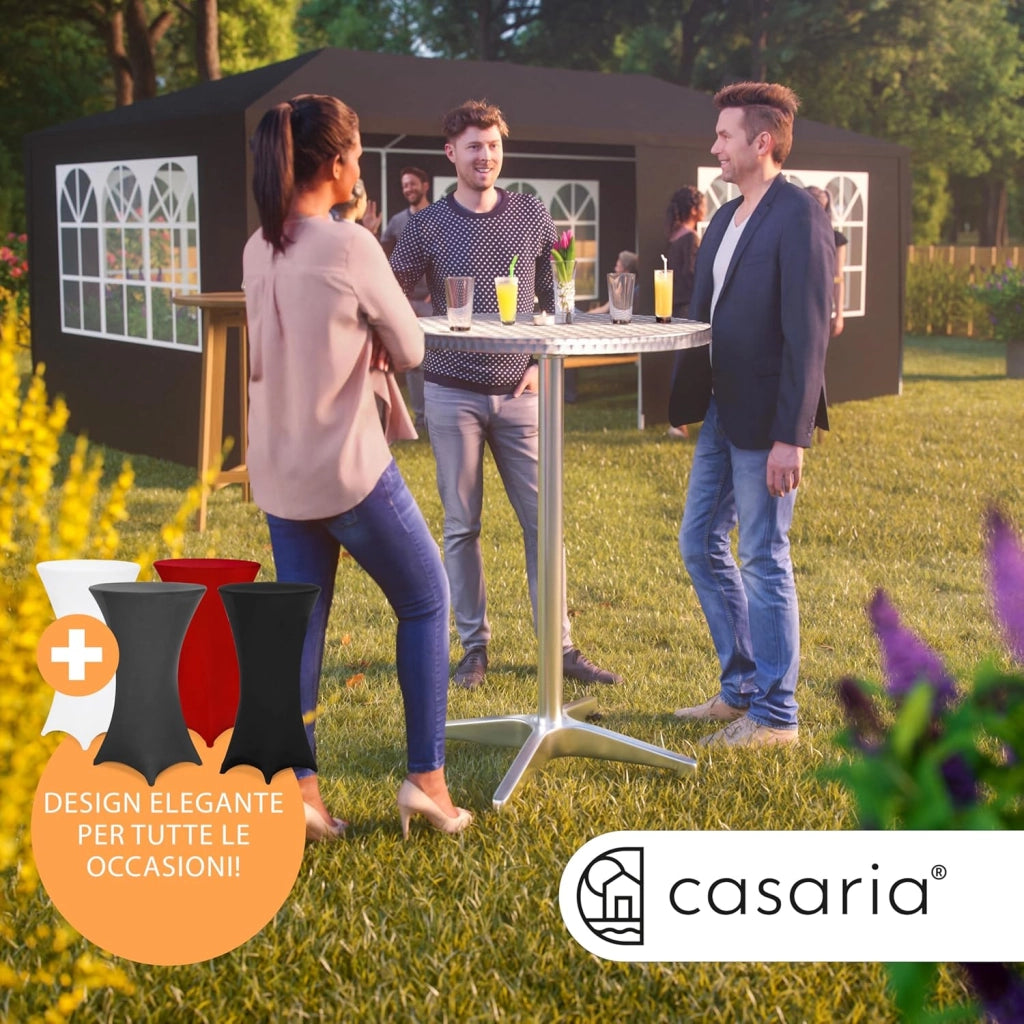 ® Tavolo Alto da Bar 2in1 con Fodera Regolabile in Altezza 70 cm / 115 cm in Alluminio Rotondo Ø60 cm Pieghevole per Esterni Giardino Bistrot Feste Tavoli da Ricevimento