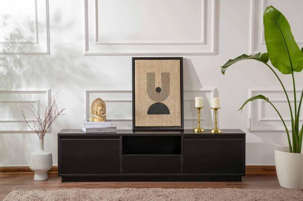 Porta TV in legno "Vanguard" 160 x 30 x 42 cm - Legno nero