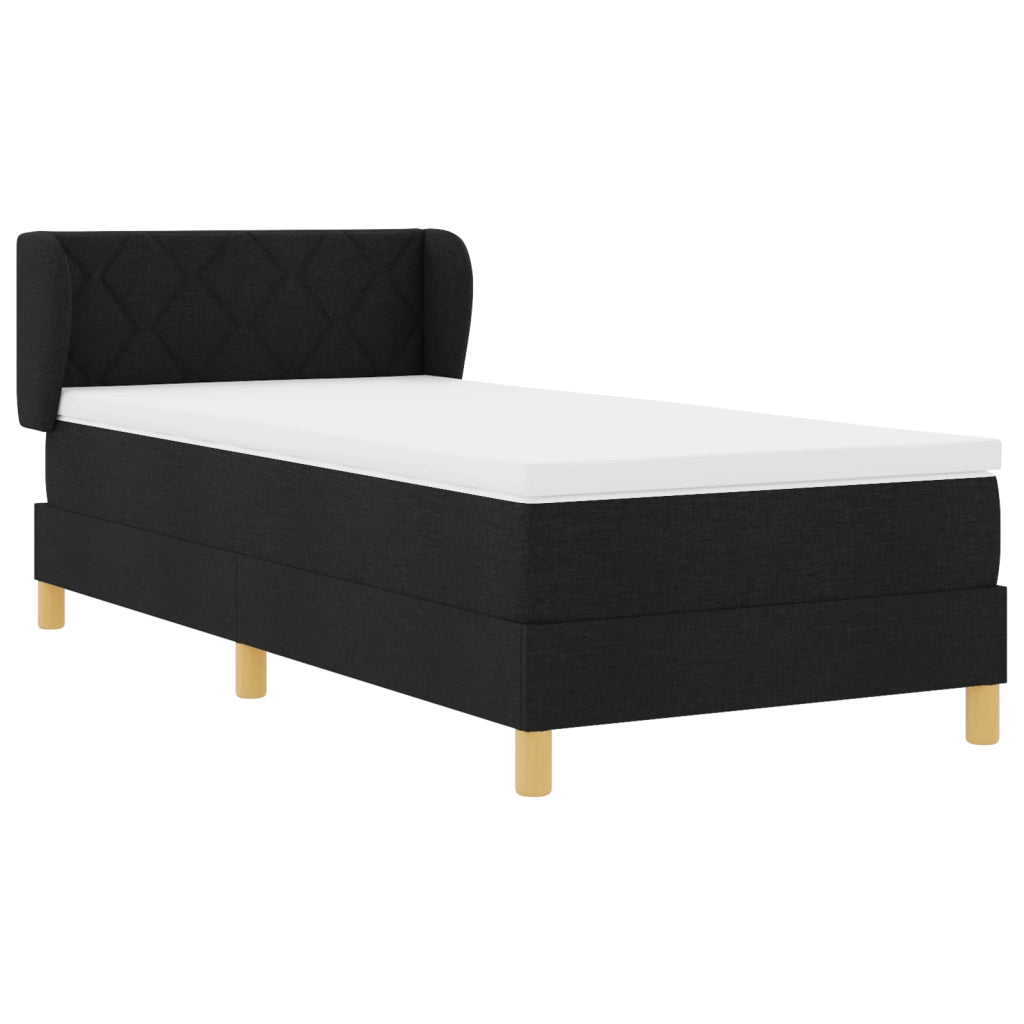 Letto con rete a molle e materasso Nero 90x190 cm Tessuto