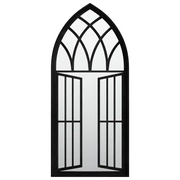 Specchio da Giardino Nero 100x45 cm in Ferro per Uso Esterno