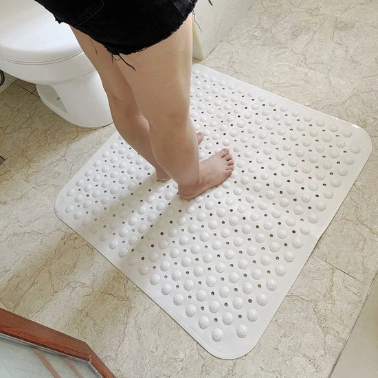Pavimento antiscivolo con massaggio per piedi - Dimensioni 80 x 80 cm - Resistente e senza odore - Per doccia e bagno - Bianco
