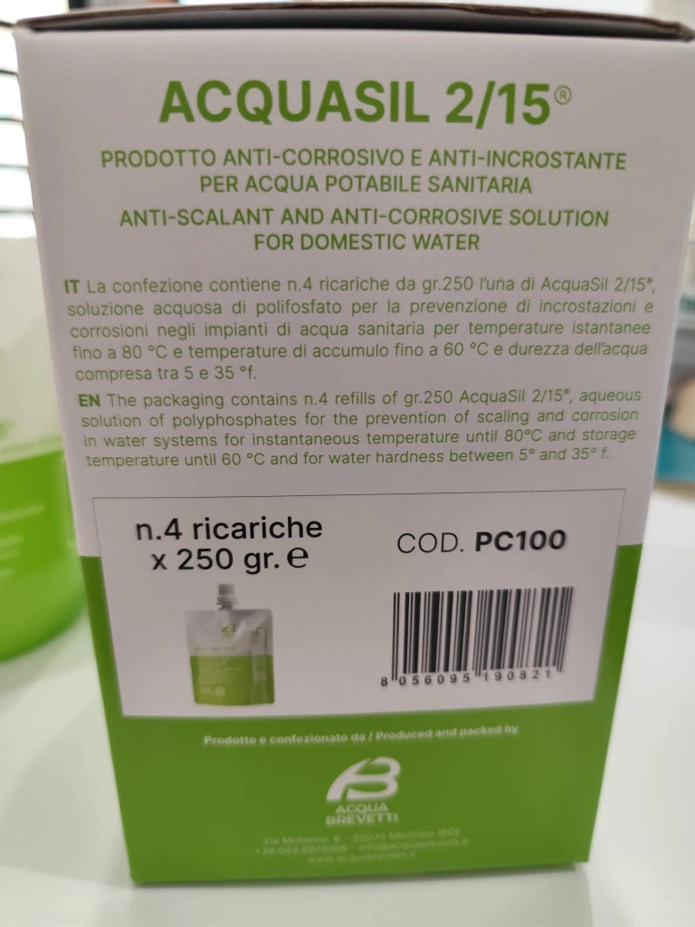 Polifosfato Acquasil 2 x 15 Liquido 250 g 4 Pezzi