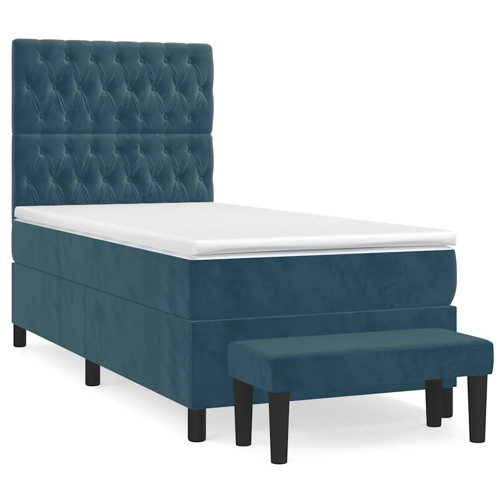 Giroletto a Molle con Materasso Blu Scuro 90x190 cm in Velluto 3137999
