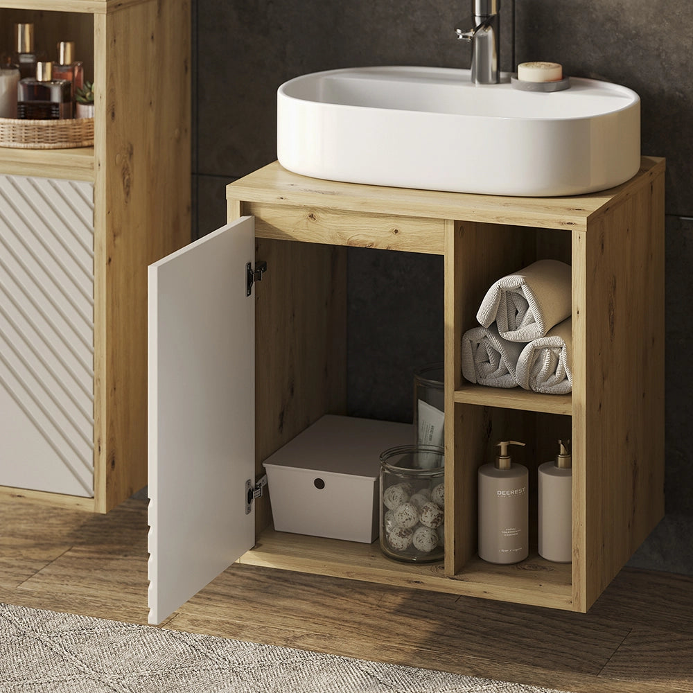 Mobile sottolavabo per bagno Viola Rovere artigianale/Cachemire 60 x 60 cm Vicco