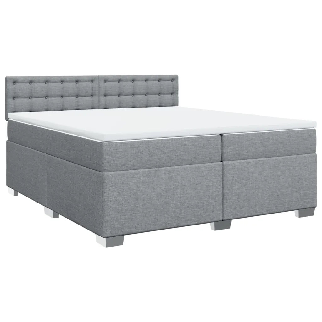 Giroletto a Molle con Materasso Grigio Chiaro 200x200cm Tessuto