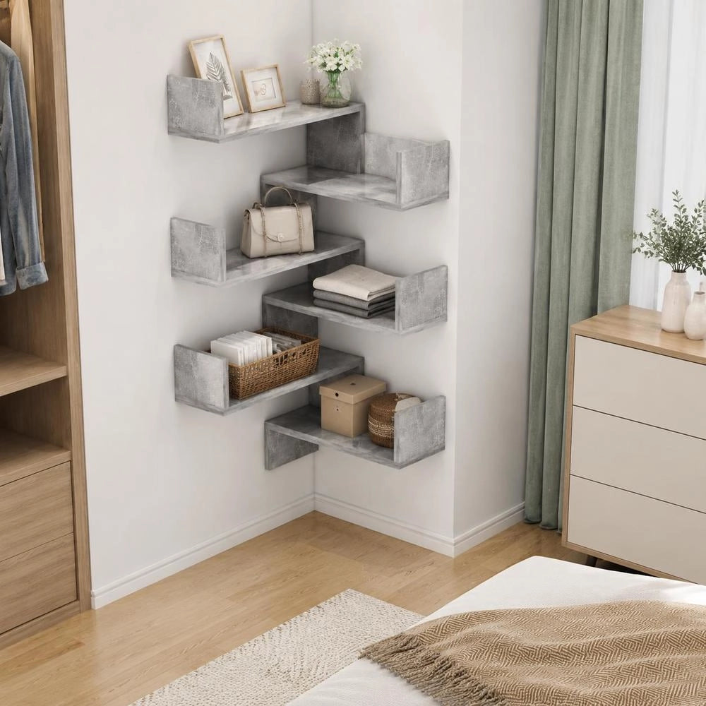 Corner Shelf Unit, 1 Pack, 40x40x50 Cm, Wooden Corner Storage Rack, Space Saving Solution For Living Room, Bedroom, Study