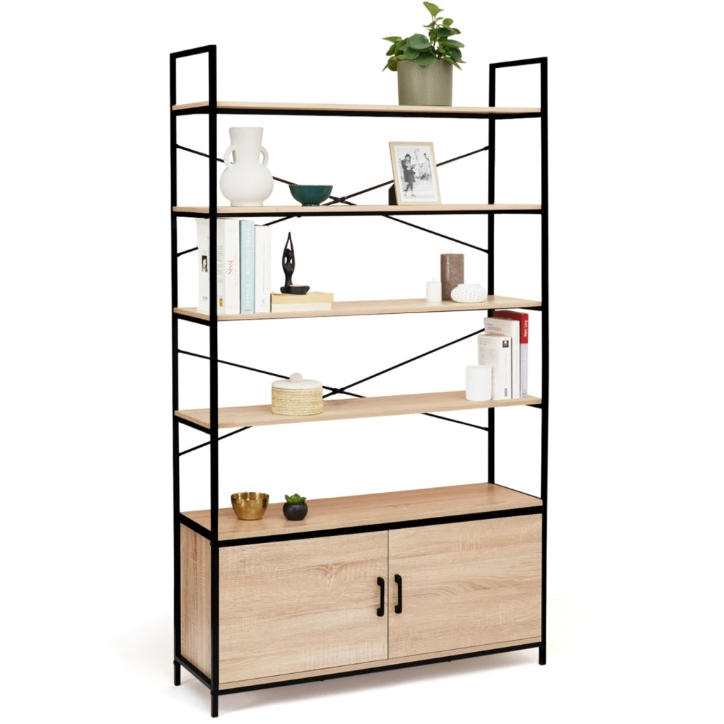 IDMarket - Scaffale XL 5 livelli con armadietto 170 cm design industriale DETROIT