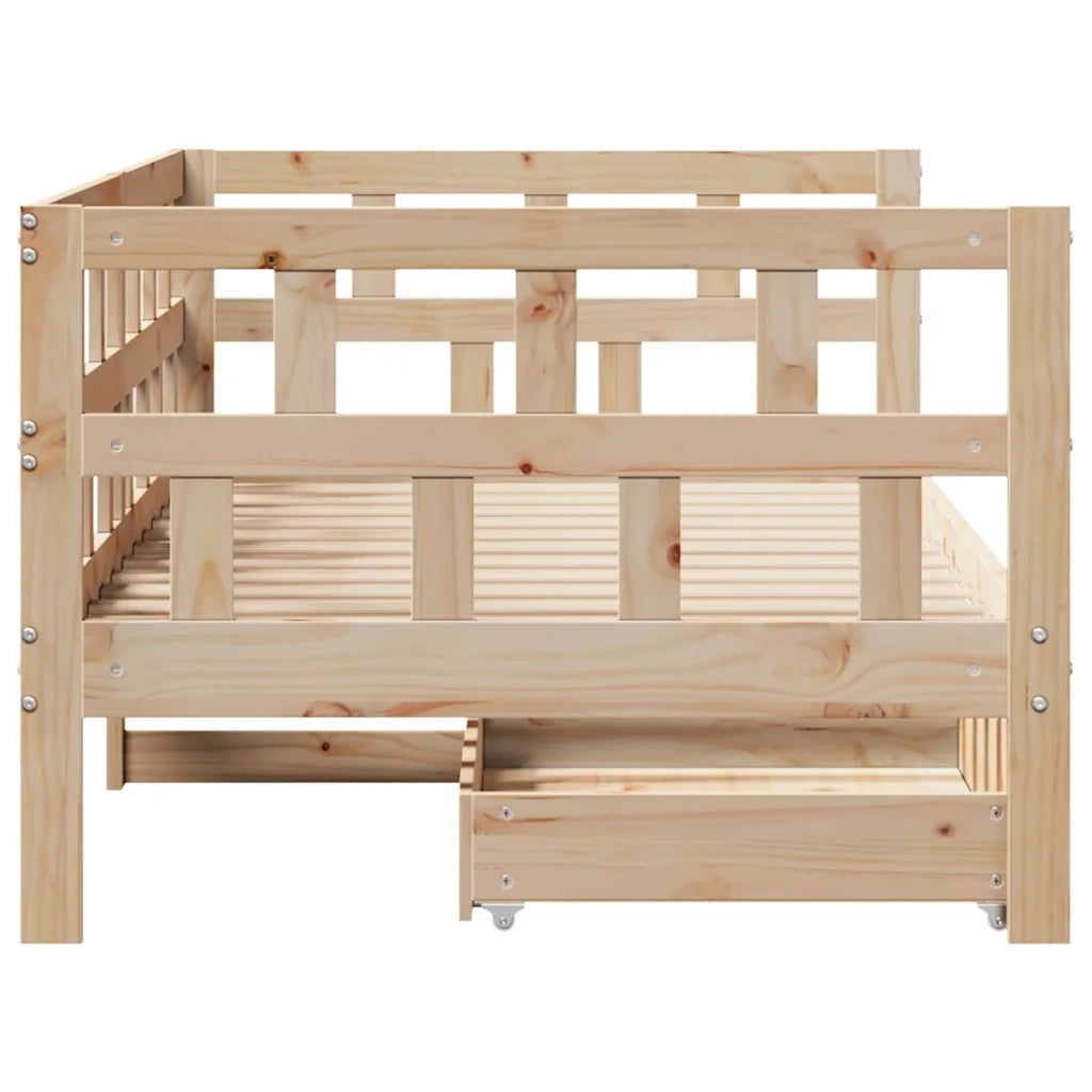 Dormeuse con Cassetti 80x200 cm in Legno Massello di Pino