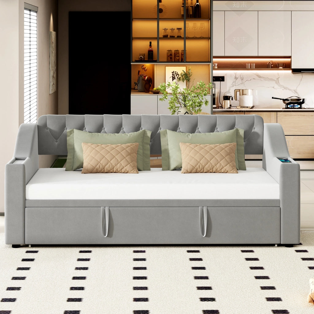 Letto poltrona trasformabile in letto samto grigio 90x190 cm