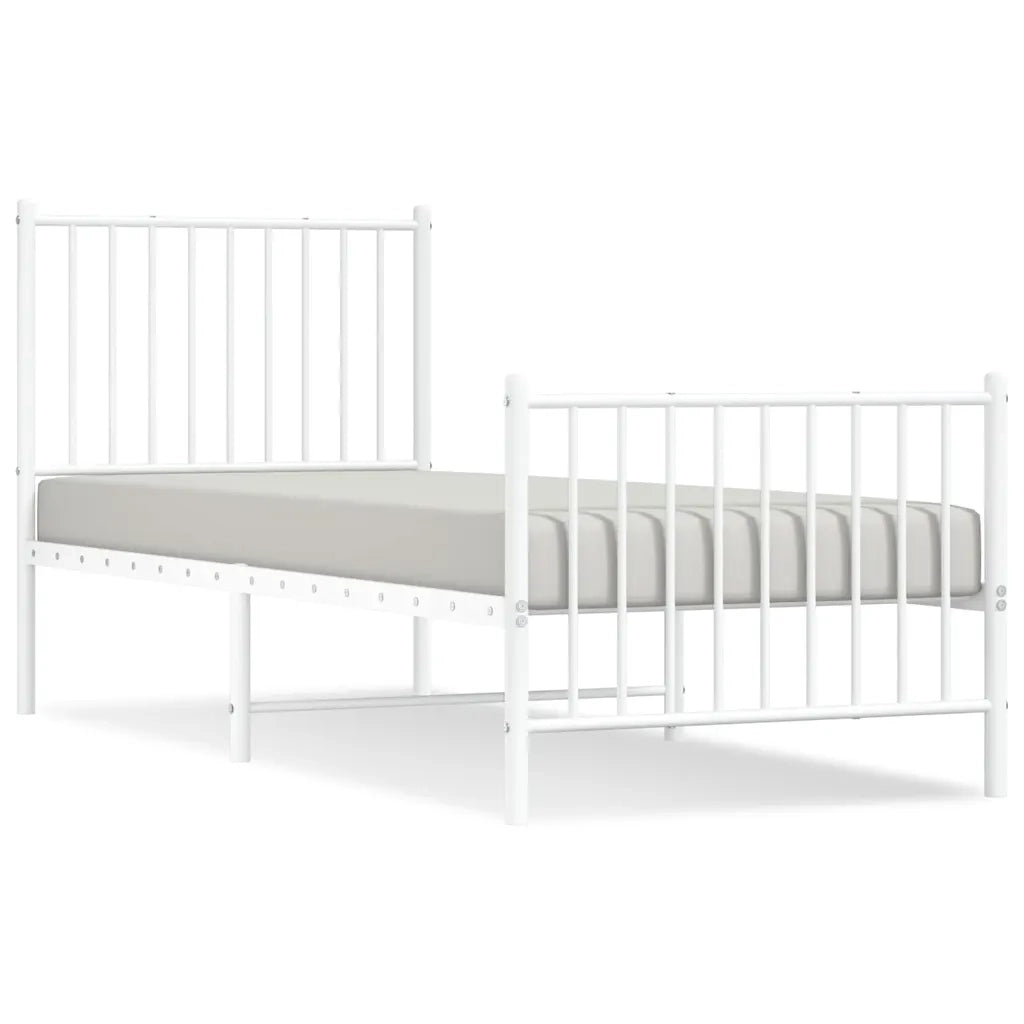 Giroletto con Testiera e Pediera Metallo Bianco 80x200 cm 350940