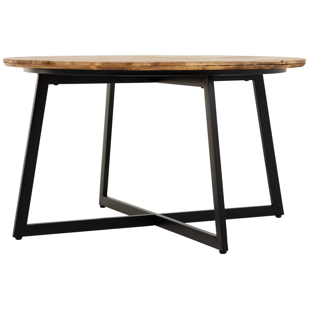 Tavolino rotondo in metallo e legno 80x80x45h cm