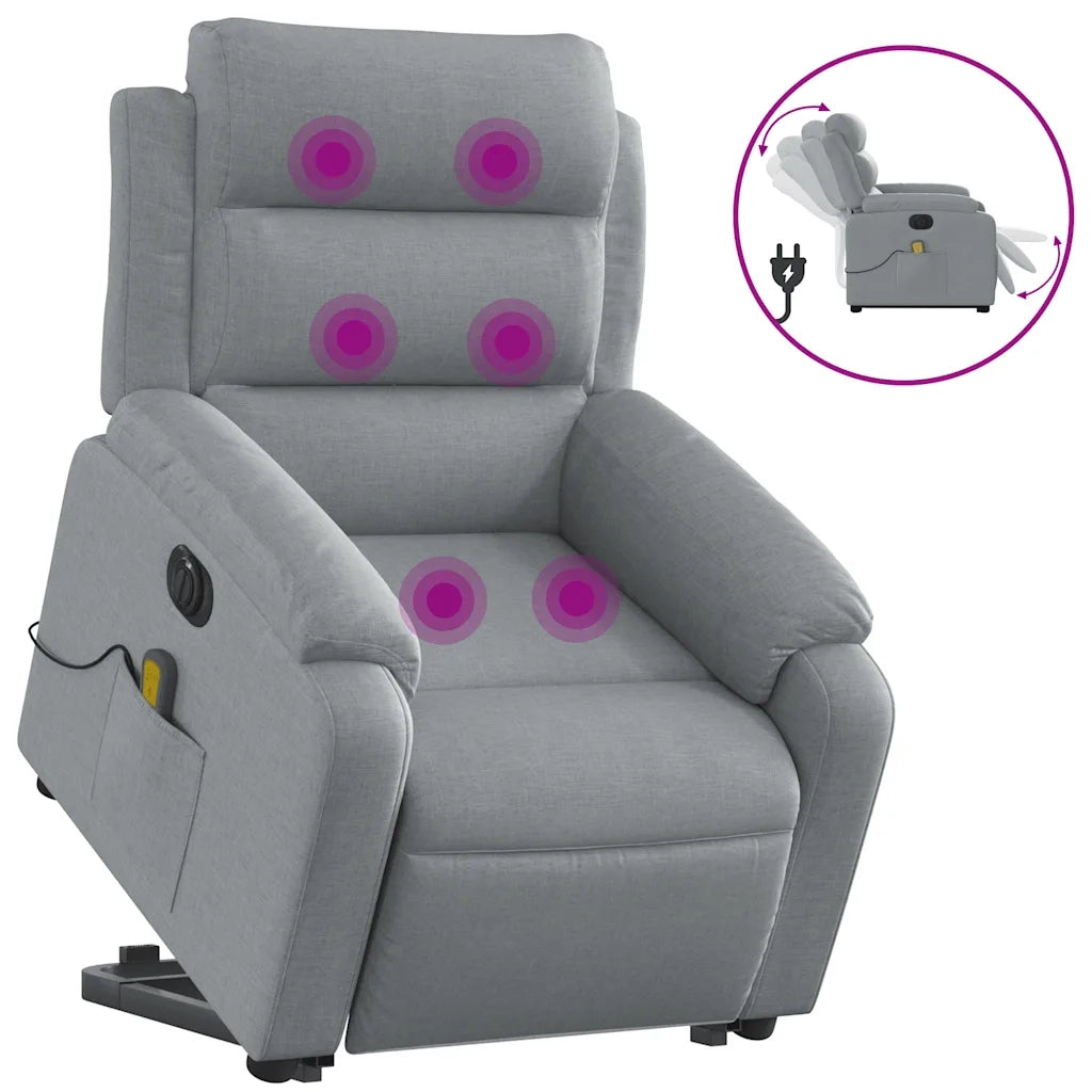 Poltrona Alzapersona Massaggi Elettrica Grigio Chiaro Tessuto 3205016