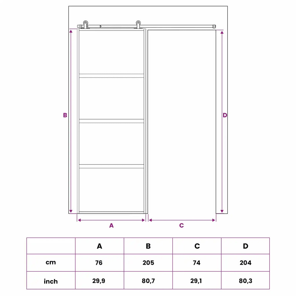 Porta scorrevole 76 x 205 cm Vetro Temperato e Alluminio 42054105