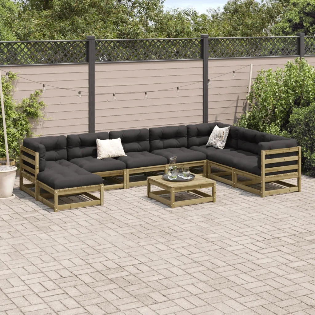 Set Divani da Giardino 9 pz in Legno Impregnato di Pino 3299584